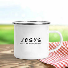 Load image into Gallery viewer, Jesus Is God Print Enamel Mugs Christian Creative Coffee Cups Drink Dessert Breakfast Milk Cup Vintage Mug Handle Drinkware Gift