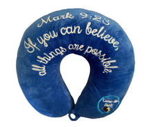 Load image into Gallery viewer, Mark 9:23 Bible Verse Travel Pillow