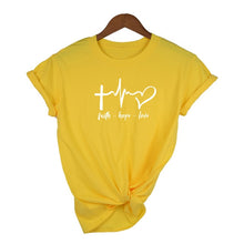 Load image into Gallery viewer, Faith Hope Love Heartbeat Women Christian Tshirt