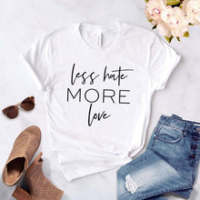Load image into Gallery viewer, Less Hate More Love Print Women Tshirt