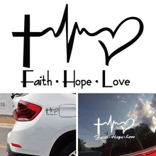 Load image into Gallery viewer, Faith Hope Love Vinyl Car Sticker Cartoon Jesus Christian Religious Bible Verse for Car Window Body Decoration