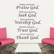Bible Wall stickers home decor Praise Seek Worship Trust Thank God