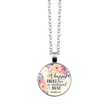 Load image into Gallery viewer, Bible Verse Necklace Art Glass Dome Pendant Necklace